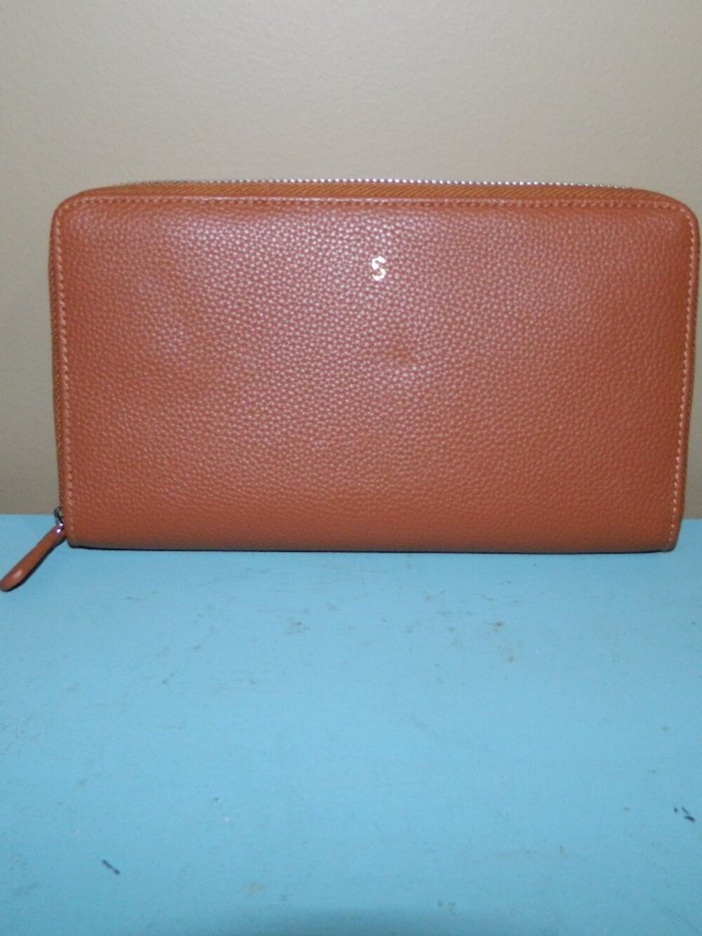 Mark & Graham Travel Jewelry Zipper Case Camel "S" Mono